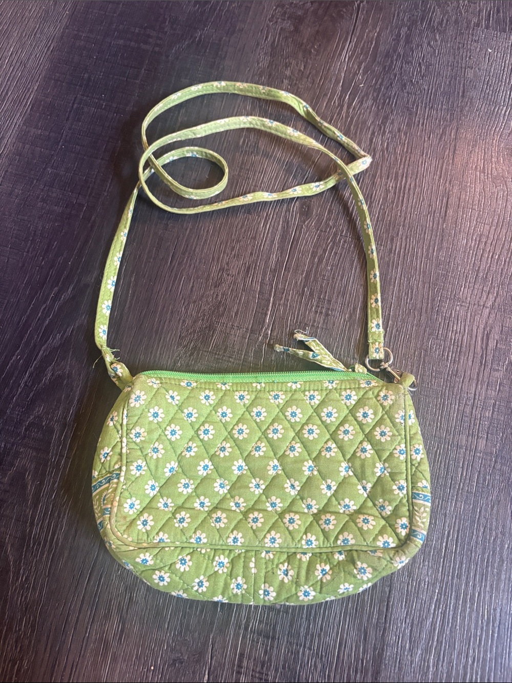 Vera Bradley Green Quilted Floral Crossbody Bag